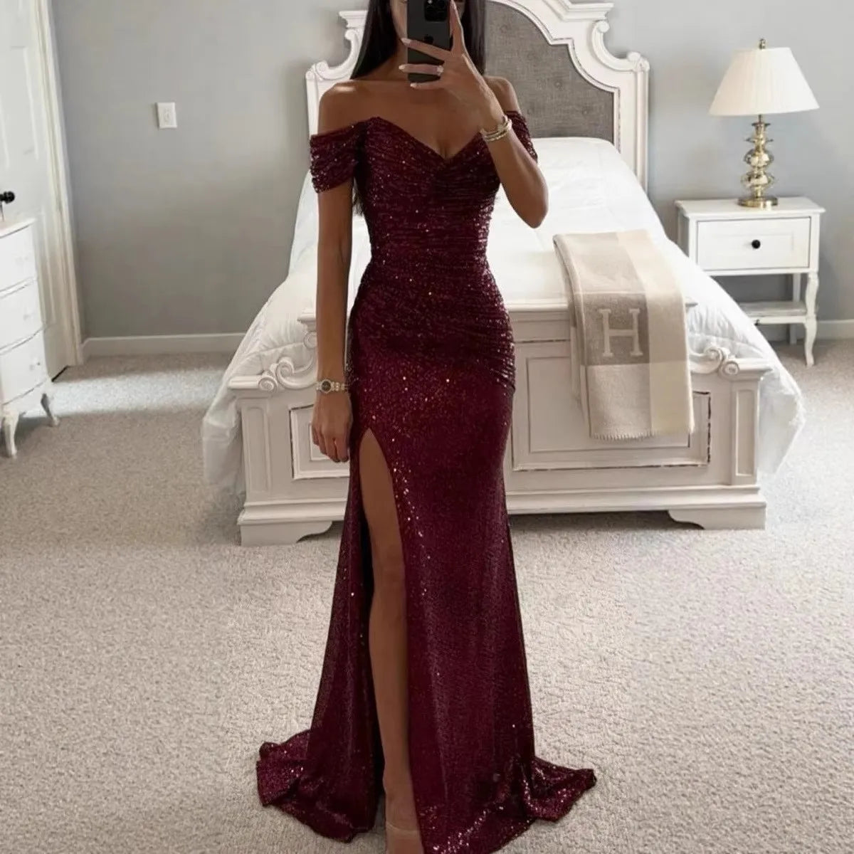 Vestido Sirena Champagne Brillante