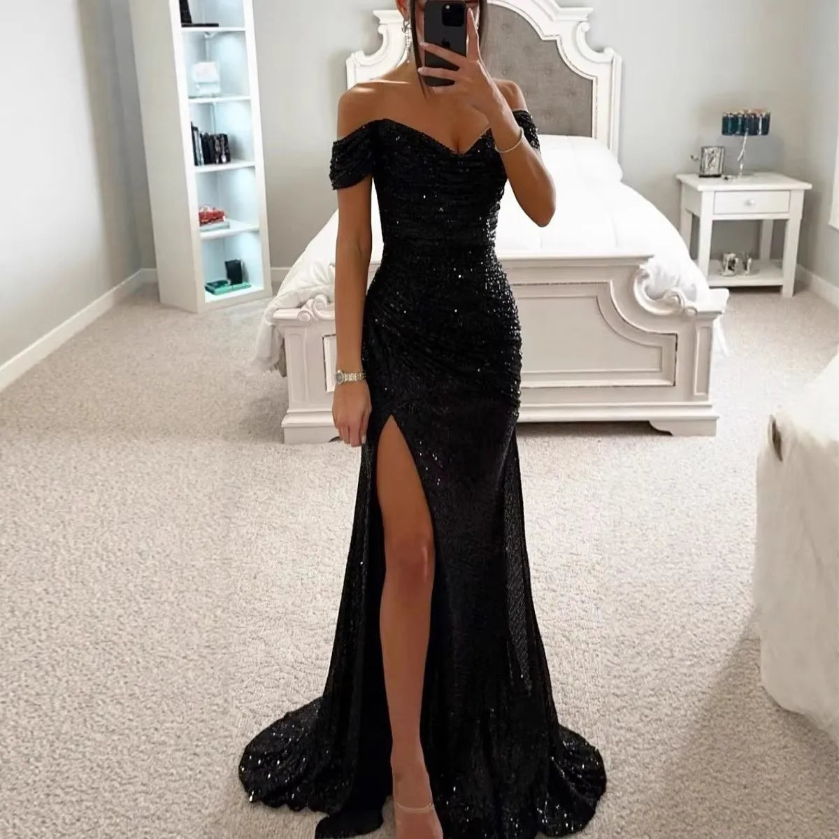 Vestido Sirena Champagne Brillante
