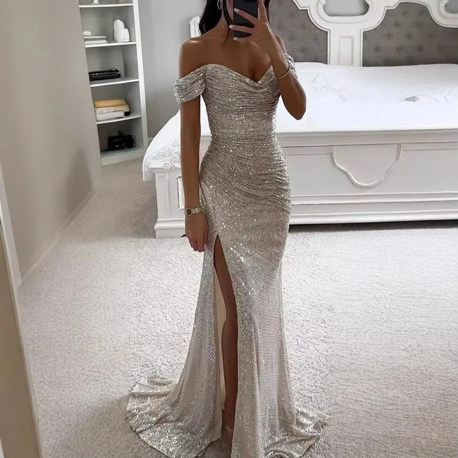 Vestido Sirena Champagne Brillante
