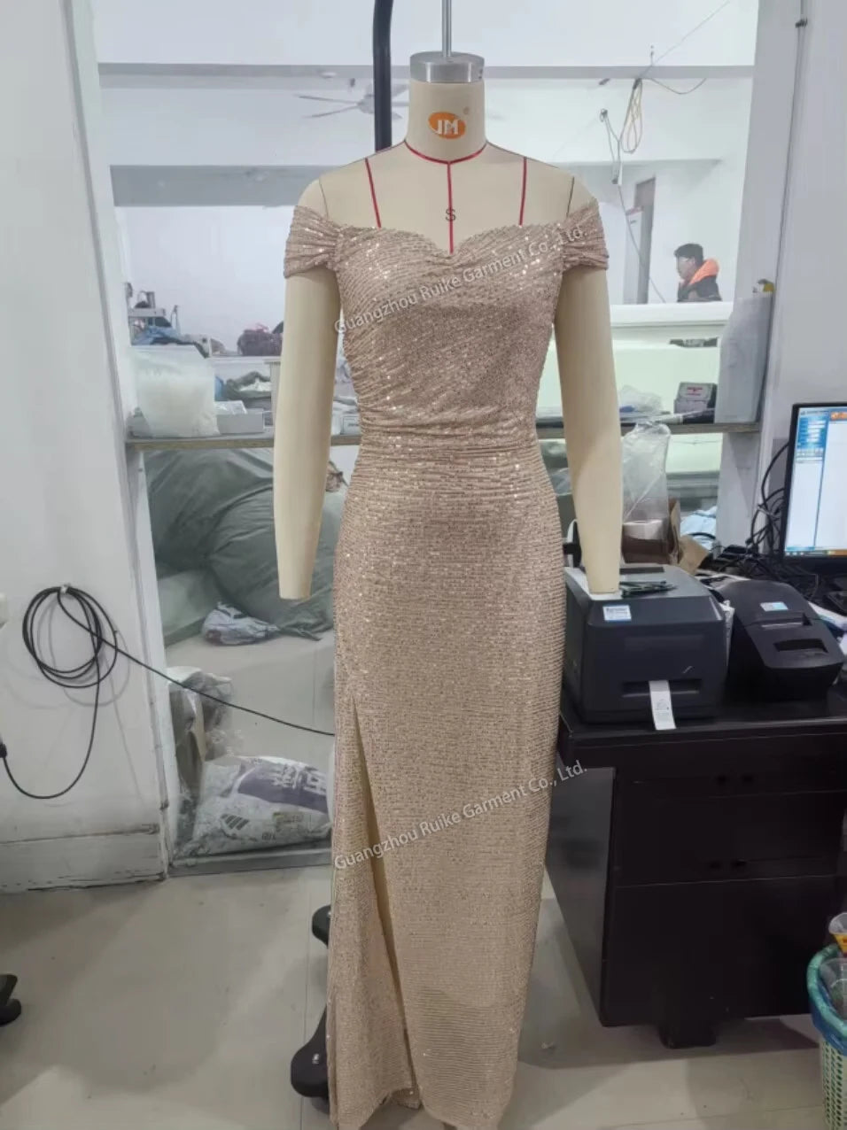 Vestido Sirena Champagne Brillante