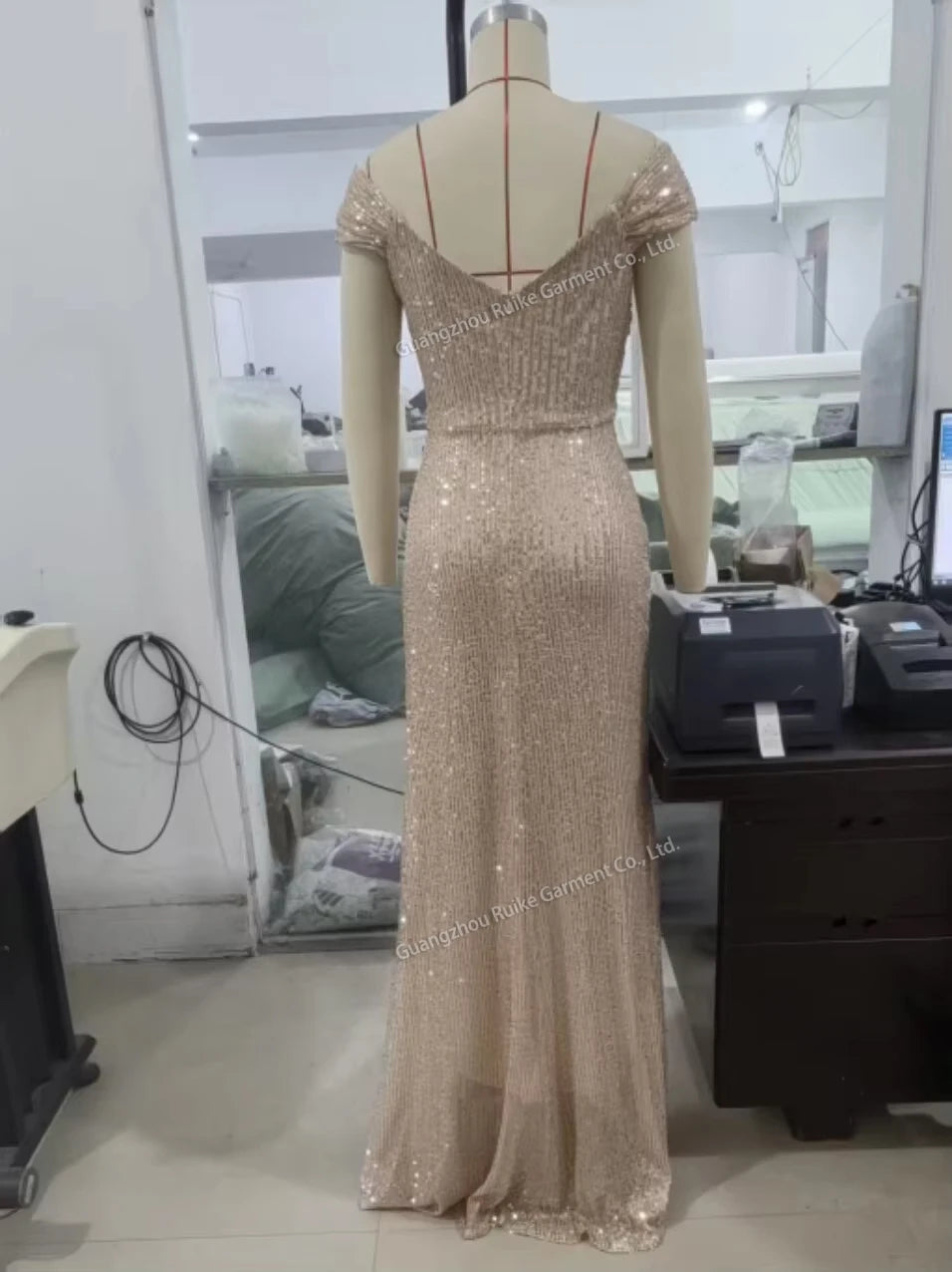 Vestido Sirena Champagne Brillante