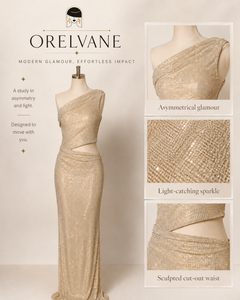 One Shoulder Diamond Mesh Cut Out Dress